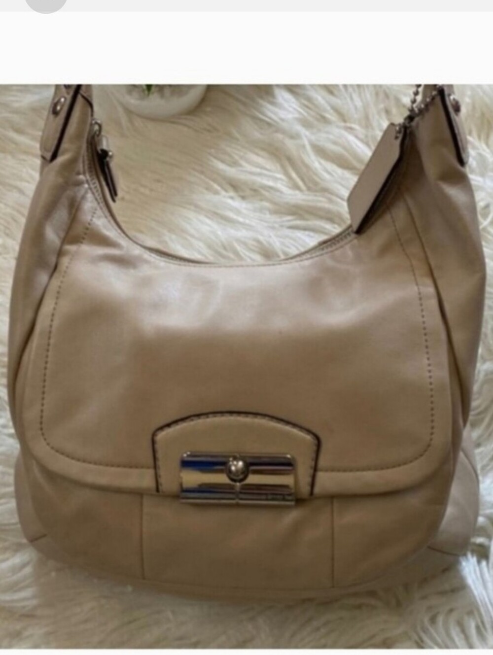 Coach Kristin Natural Light Beige Tone Leather Hobo with Hangtag